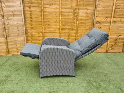 reclining rattan chair in grey
